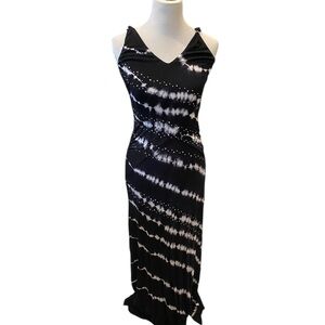 INC International Concepts B/W Tie-Dyed Very Long Maxi Dress